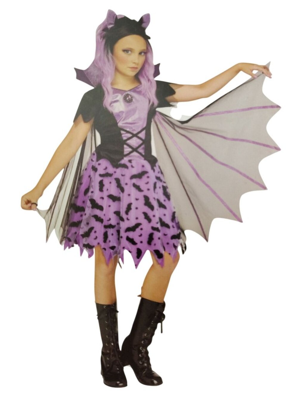 Girls Batwing Beauty Halloween Costume Large 10/12 4-Piece Set